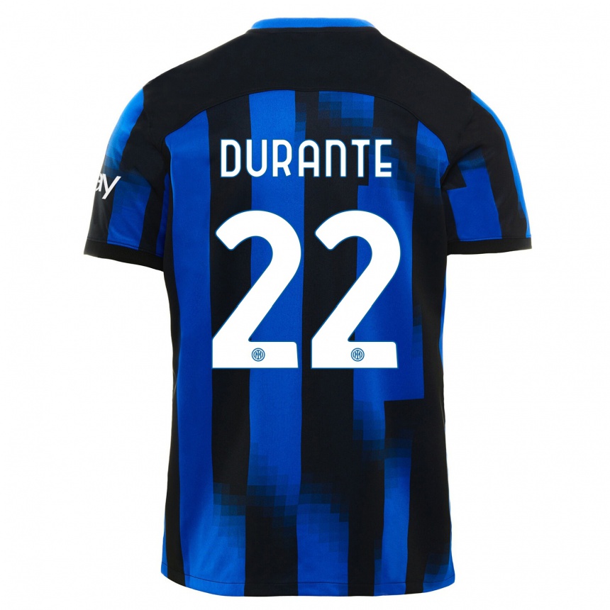 キッズフットボールフランチェスカ・ドゥランテ#22ブラックブルーホームシャツ2023/24ジャージーユニフォーム