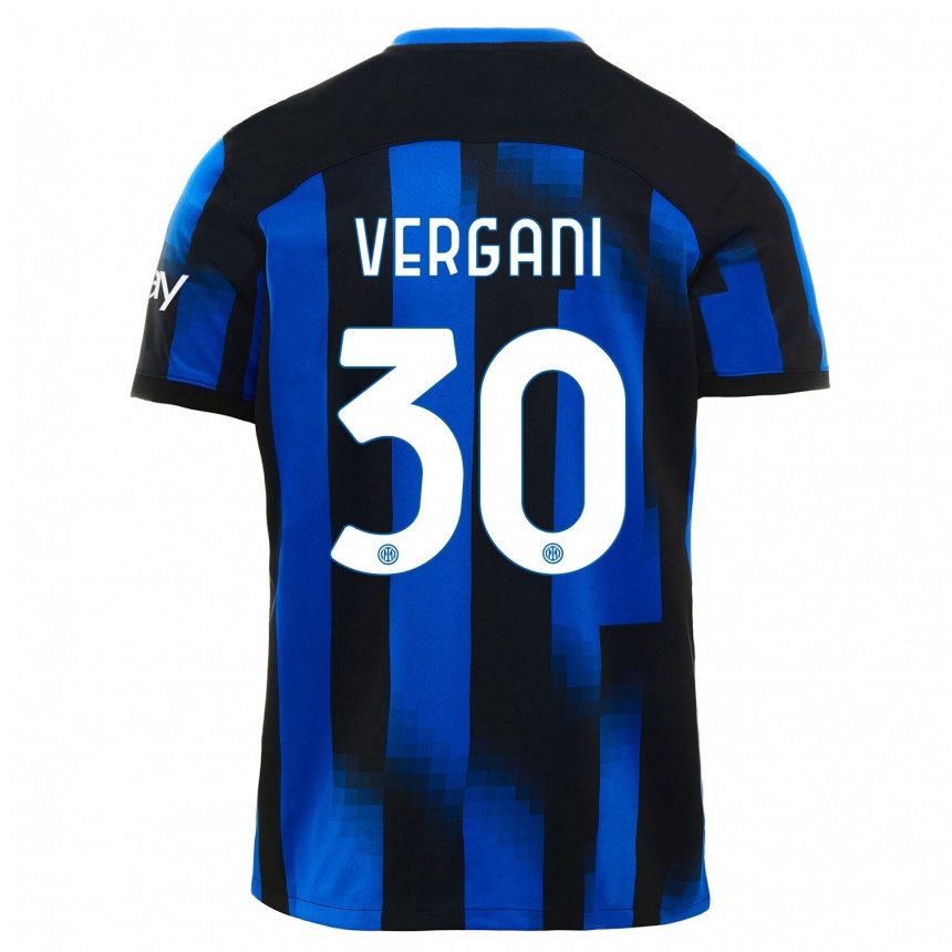 キッズフットボールビアンカ・ヴェルガーニ#30ブラックブルーホームシャツ2023/24ジャージーユニフォーム