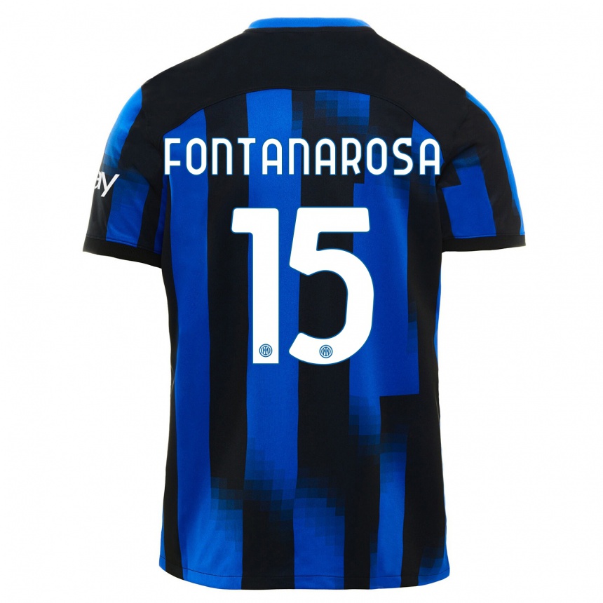 キッズフットボールアレサンドロ・フォンタナローザ#15ブラックブルーホームシャツ2023/24ジャージーユニフォーム