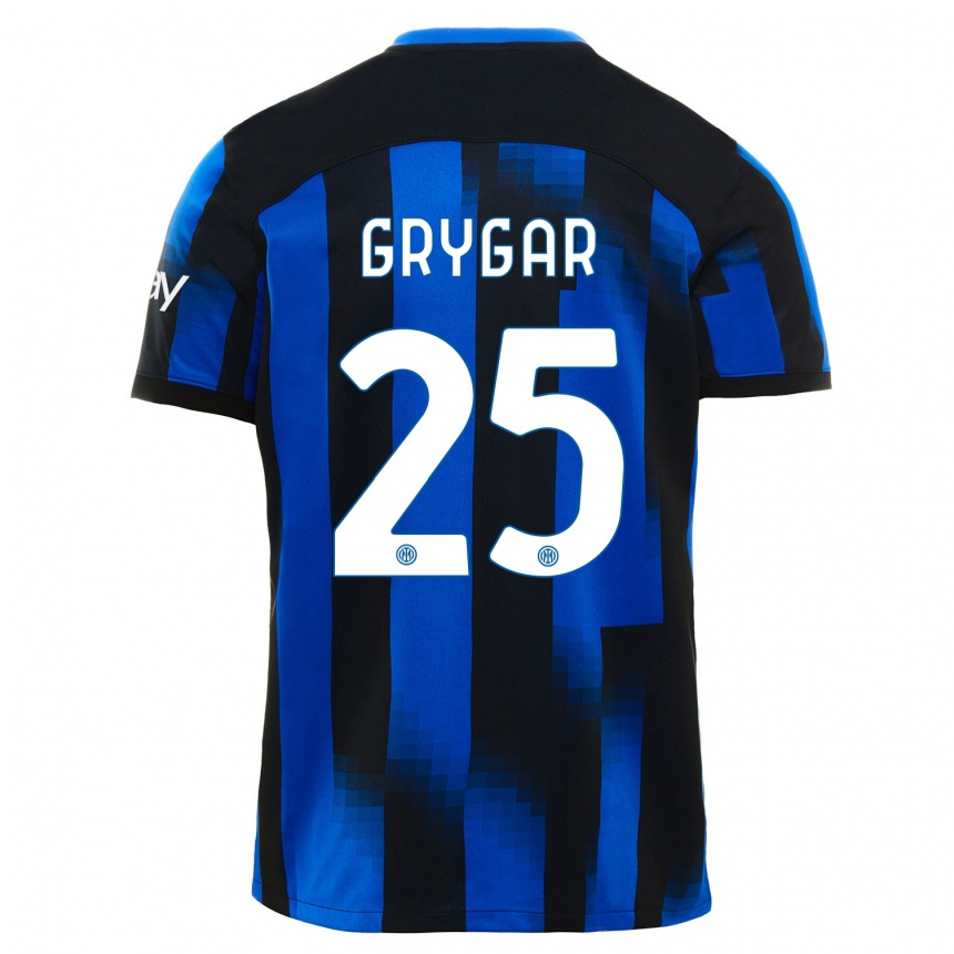 キッズフットボールサミュエル・グリガー#25ブラックブルーホームシャツ2023/24ジャージーユニフォーム