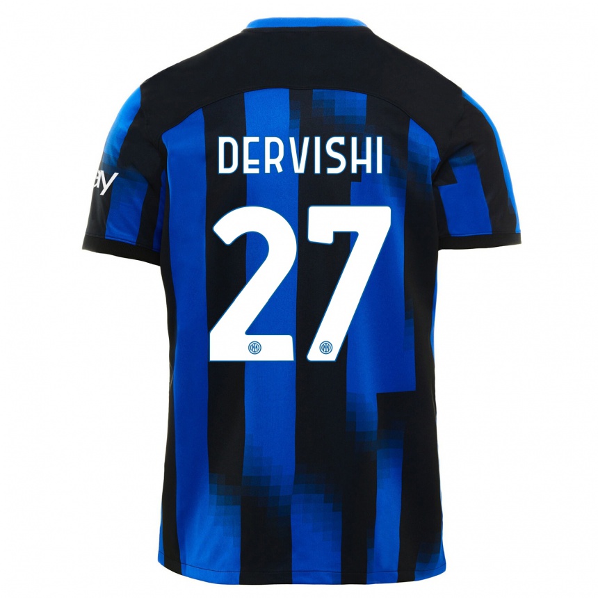 キッズフットボールクリスチャン・デルヴィシ#27ブラックブルーホームシャツ2023/24ジャージーユニフォーム