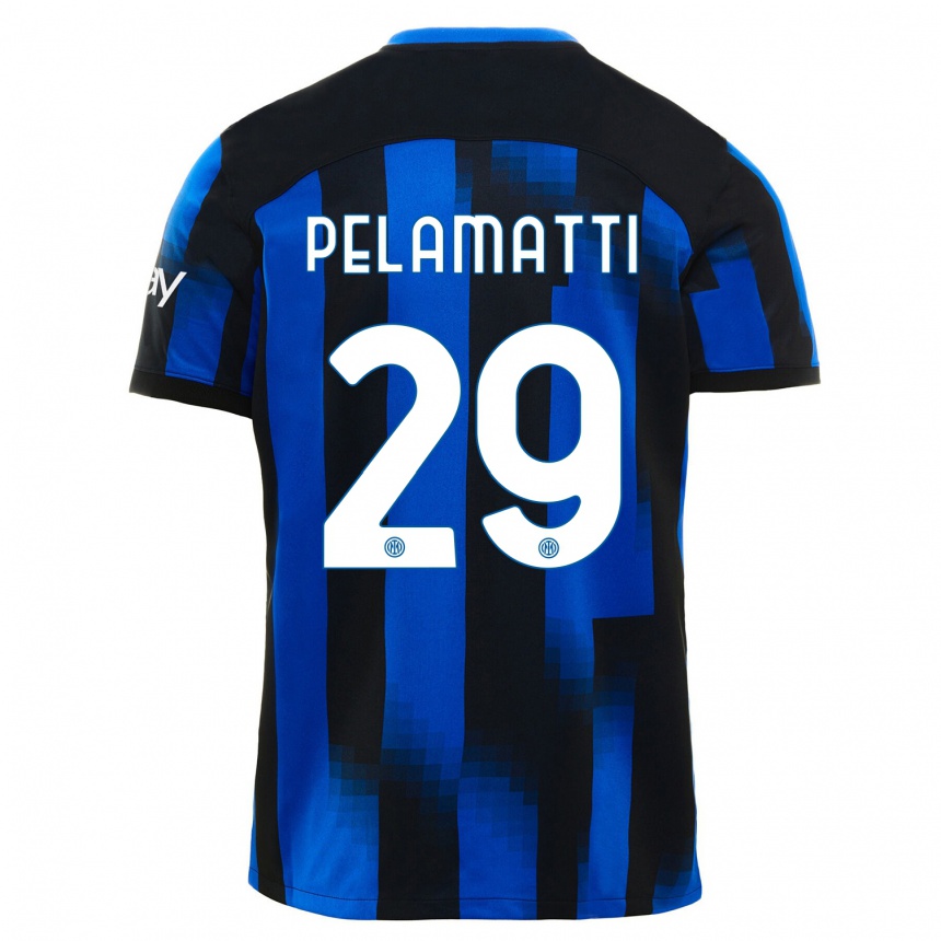 キッズフットボールアンドレア・ペラマッティ#29ブラックブルーホームシャツ2023/24ジャージーユニフォーム