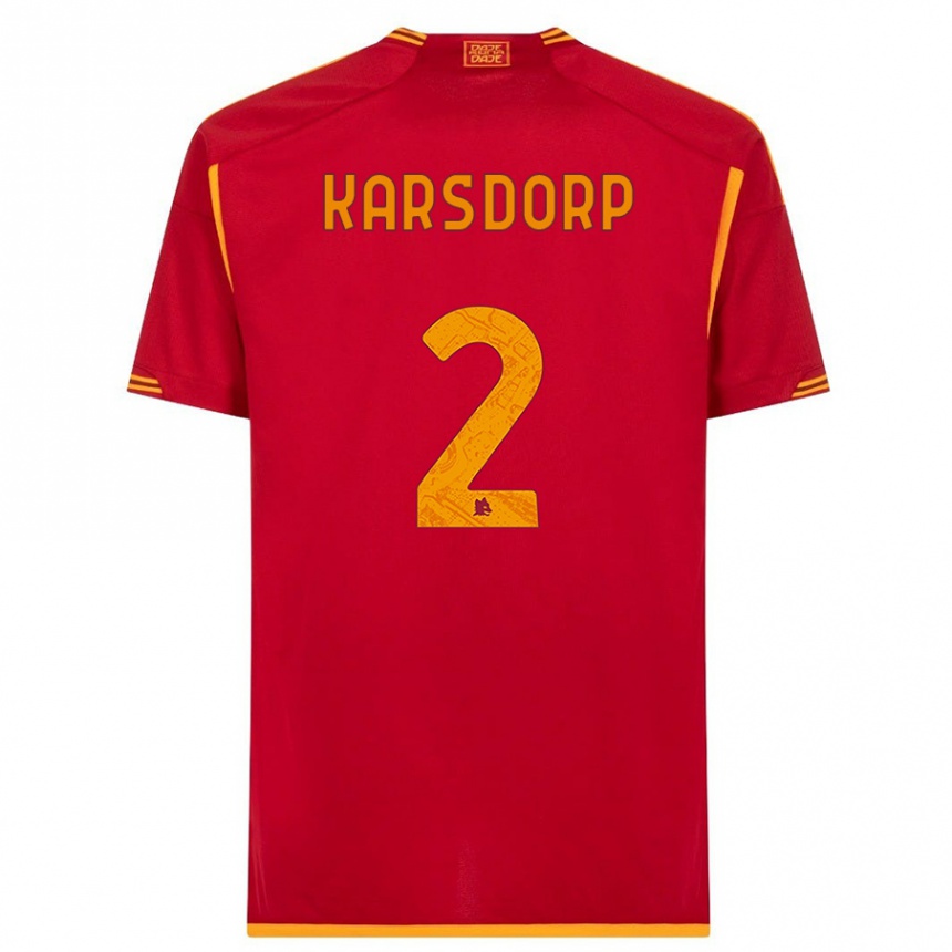キッズフットボールリック・カルスドルプ#2赤ホームシャツ2023/24ジャージーユニフォーム