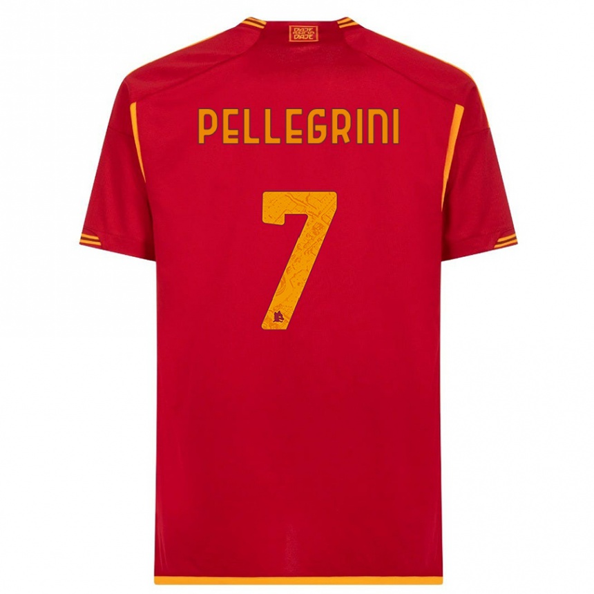 キッズフットボールロレンツォ・ペッレグリーニ#7赤ホームシャツ2023/24ジャージーユニフォーム