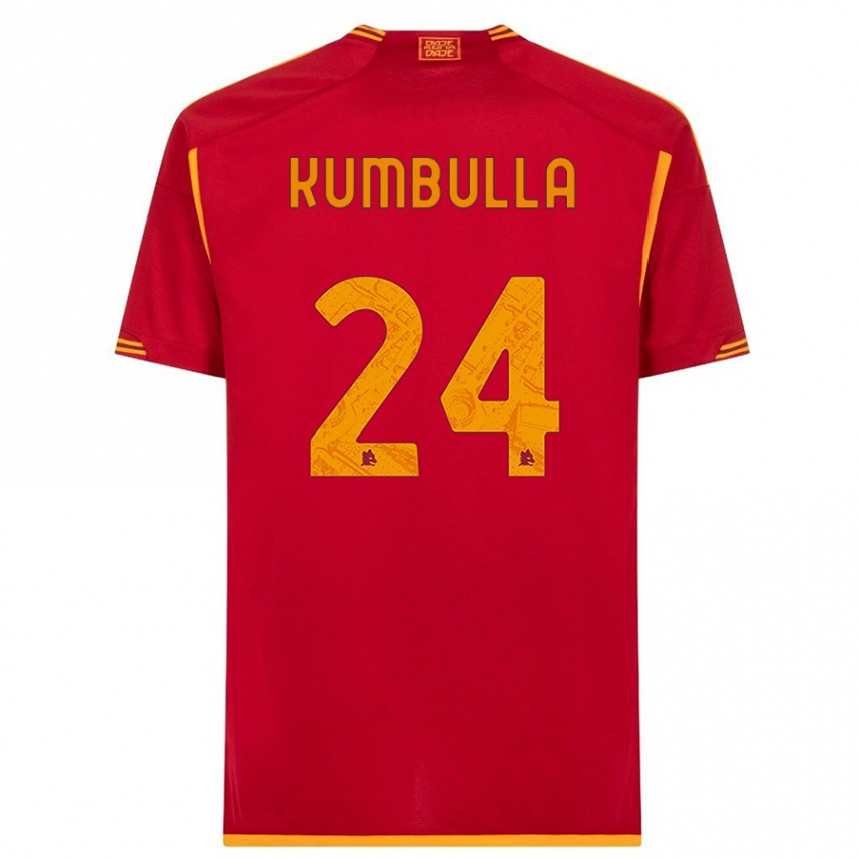 キッズフットボールマラシュ・クンブラ#24赤ホームシャツ2023/24ジャージーユニフォーム