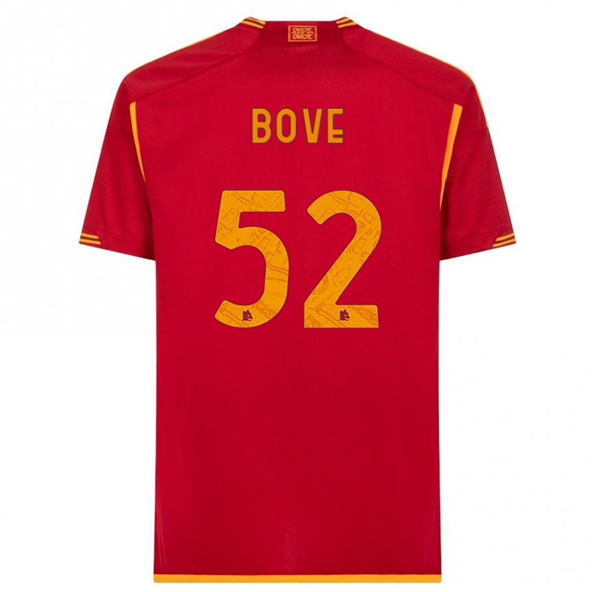 キッズフットボールエドアルド・ボーヴェ#52赤ホームシャツ2023/24ジャージーユニフォーム
