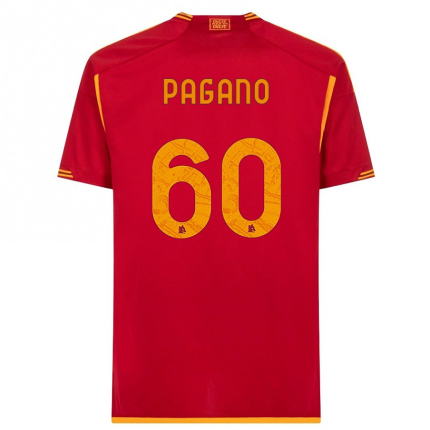 キッズフットボールリッカルド・パガーノ#60赤ホームシャツ2023/24ジャージーユニフォーム