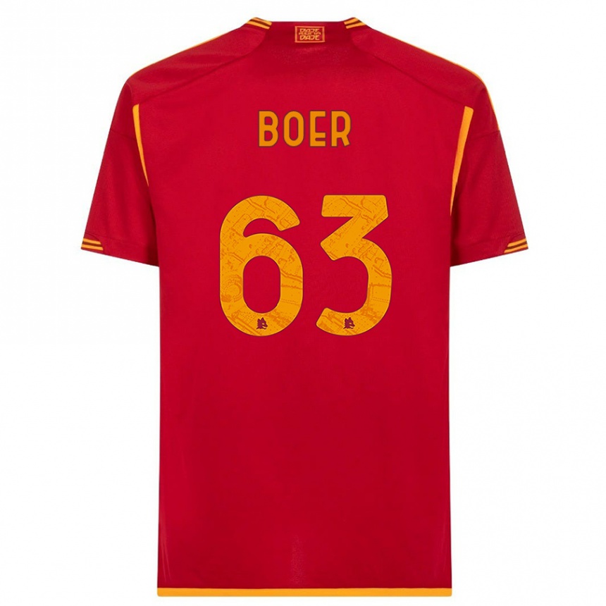 キッズフットボールピエトロ・ボーア#63赤ホームシャツ2023/24ジャージーユニフォーム