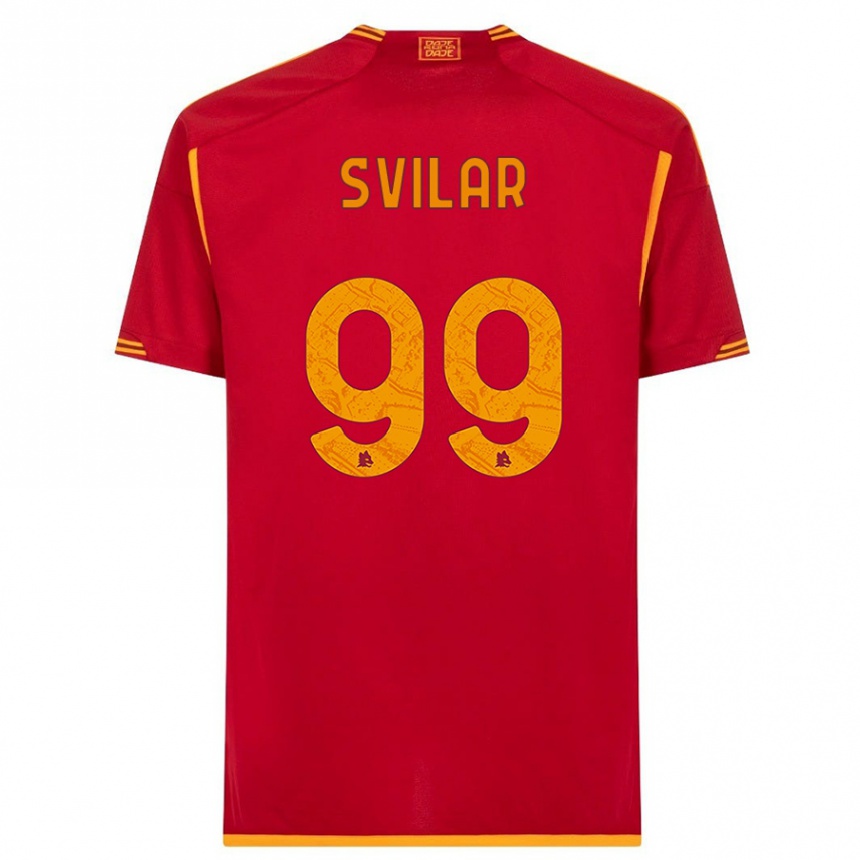 キッズフットボールミル・スヴィラール#99赤ホームシャツ2023/24ジャージーユニフォーム