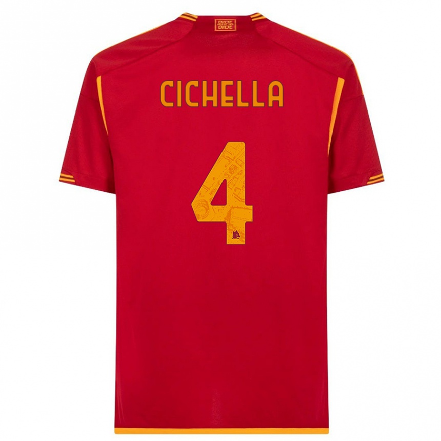 キッズフットボールマテオ・チケラ#4赤ホームシャツ2023/24ジャージーユニフォーム