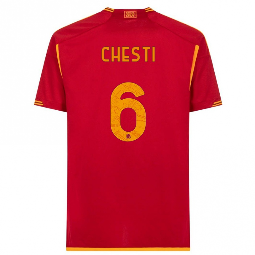 キッズフットボールフランチェスコ・チェスティ#6赤ホームシャツ2023/24ジャージーユニフォーム