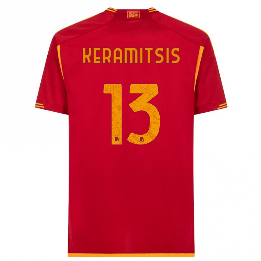 キッズフットボールディミトリオス・ケラミシス#13赤ホームシャツ2023/24ジャージーユニフォーム