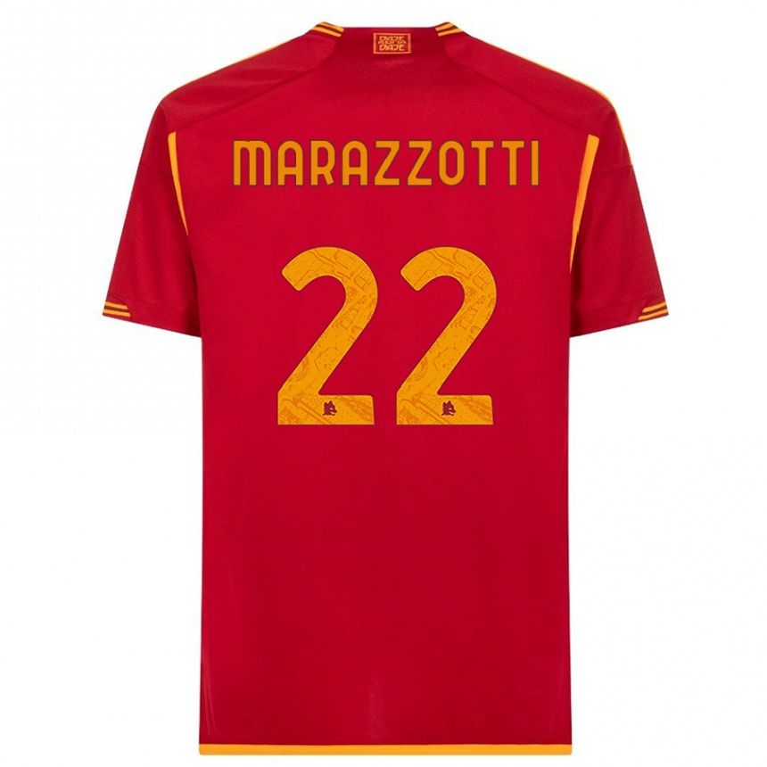 キッズフットボールファブリツィオ マラッツォッティ#22赤ホームシャツ2023/24ジャージーユニフォーム