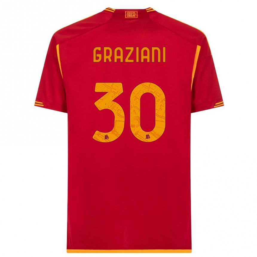 キッズフットボールレオナルド・グラツィアーニ#30赤ホームシャツ2023/24ジャージーユニフォーム