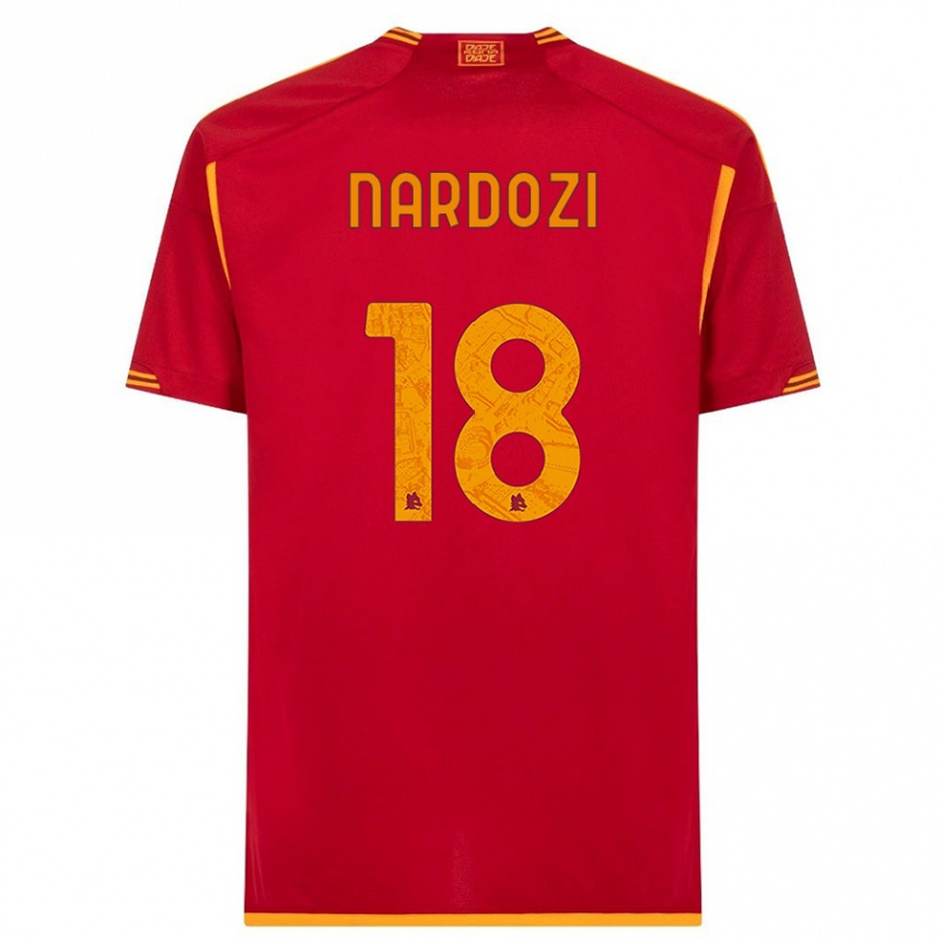キッズフットボールマヌエル・ナルドジ#18赤ホームシャツ2023/24ジャージーユニフォーム
