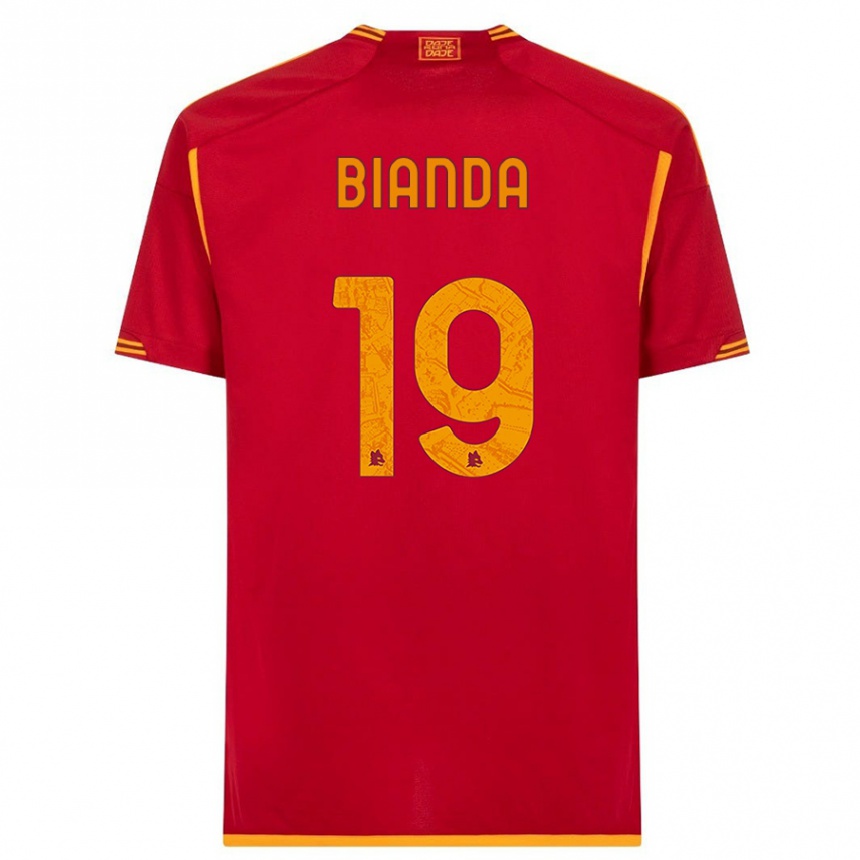 キッズフットボールウィリアム・ビアンダ#19赤ホームシャツ2023/24ジャージーユニフォーム