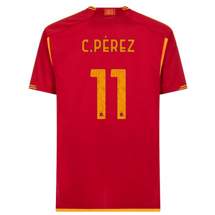 キッズフットボールカルレス・ペレス#11赤ホームシャツ2023/24ジャージーユニフォーム