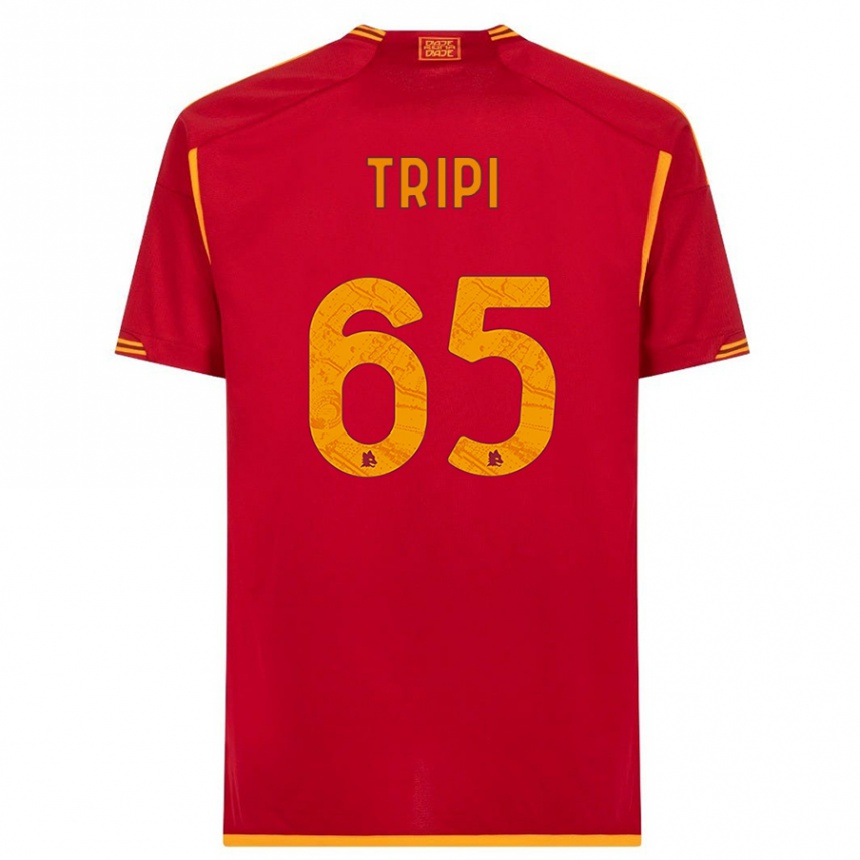 キッズフットボールフィリッポ・トリピ#65赤ホームシャツ2023/24ジャージーユニフォーム