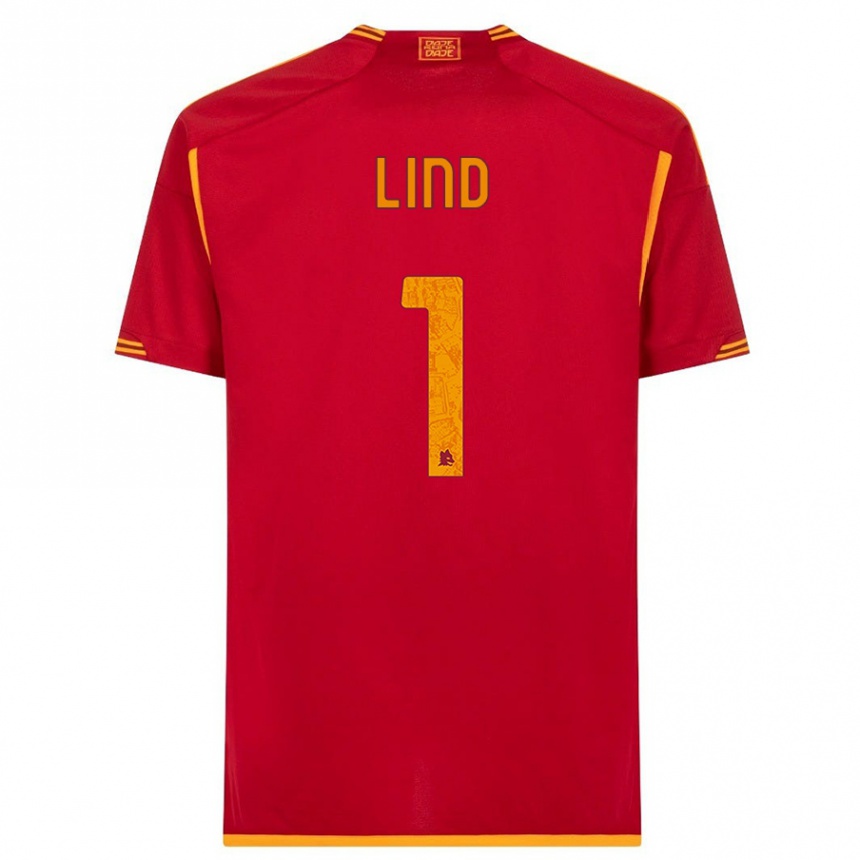 キッズフットボールエマ・リンド#1赤ホームシャツ2023/24ジャージーユニフォーム