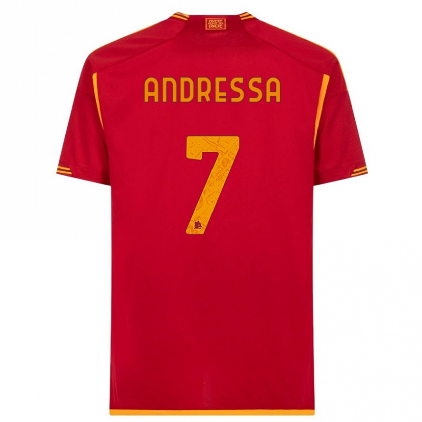 キッズフットボールエバ・アンドレッサ#7赤ホームシャツ2023/24ジャージーユニフォーム