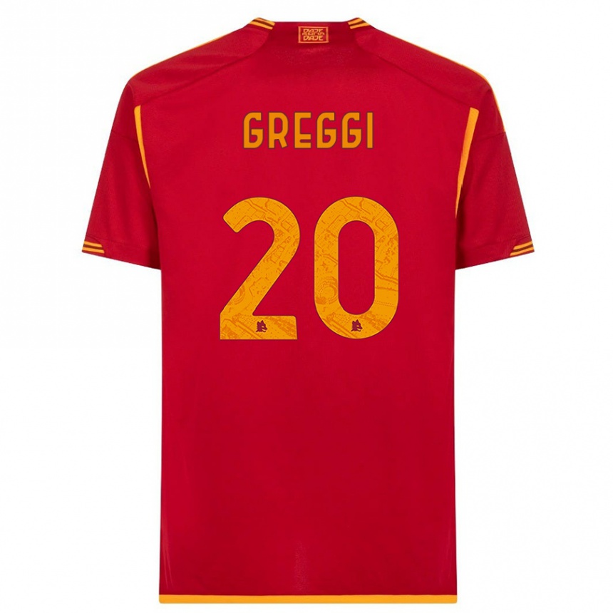 キッズフットボールジアダ・グレッジ#20赤ホームシャツ2023/24ジャージーユニフォーム