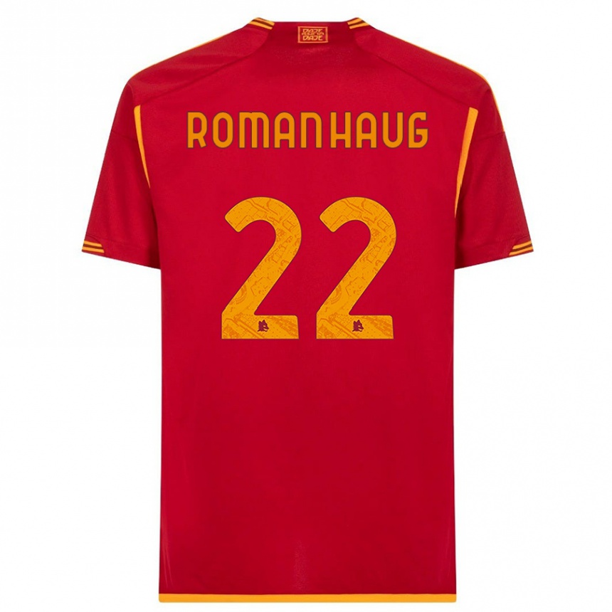 キッズフットボールソフィー・ローマン・ハウグ#22赤ホームシャツ2023/24ジャージーユニフォーム