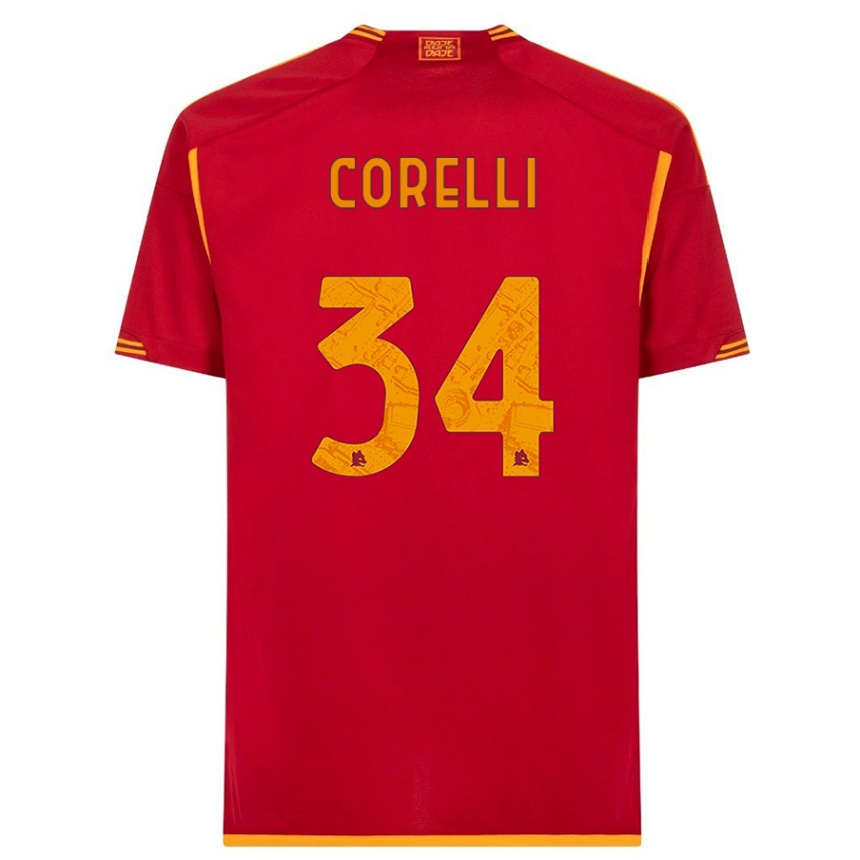 キッズフットボールアリス・コレッリ#34赤ホームシャツ2023/24ジャージーユニフォーム