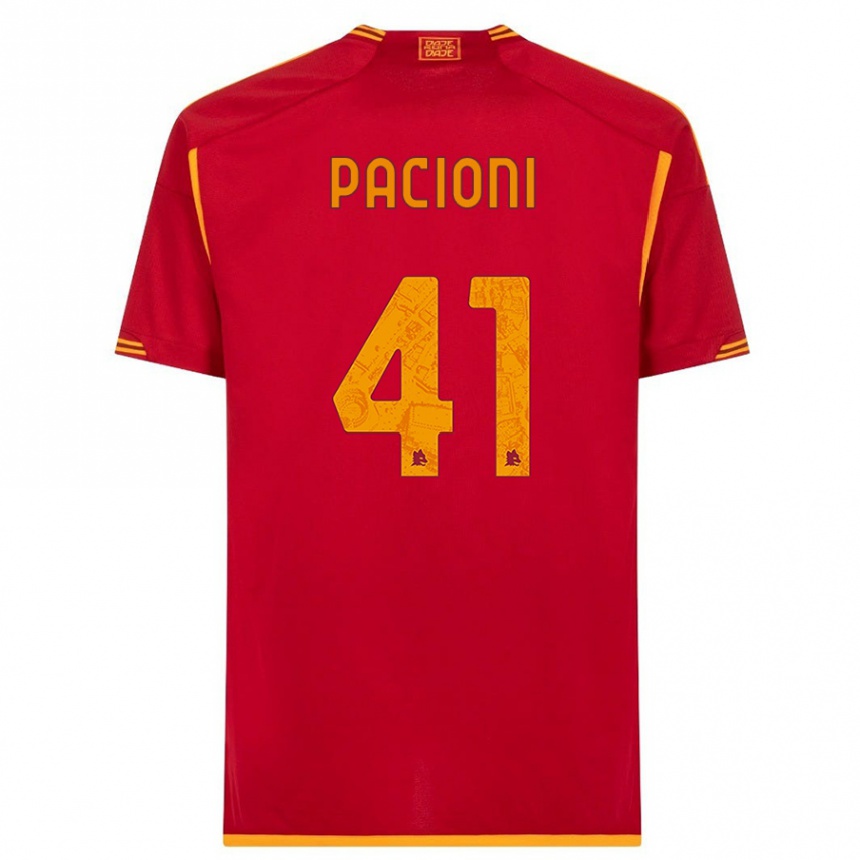 キッズフットボールエレオノーラ・パチョーニ#41赤ホームシャツ2023/24ジャージーユニフォーム