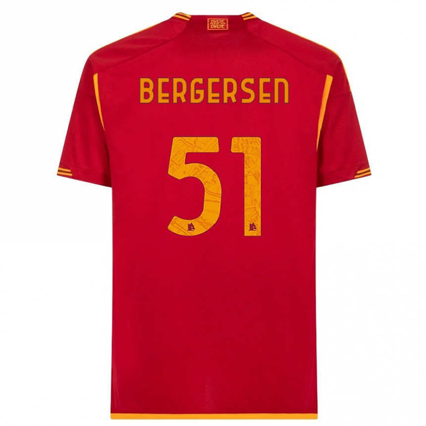 キッズフットボールミナ・バーガーセン#51赤ホームシャツ2023/24ジャージーユニフォーム