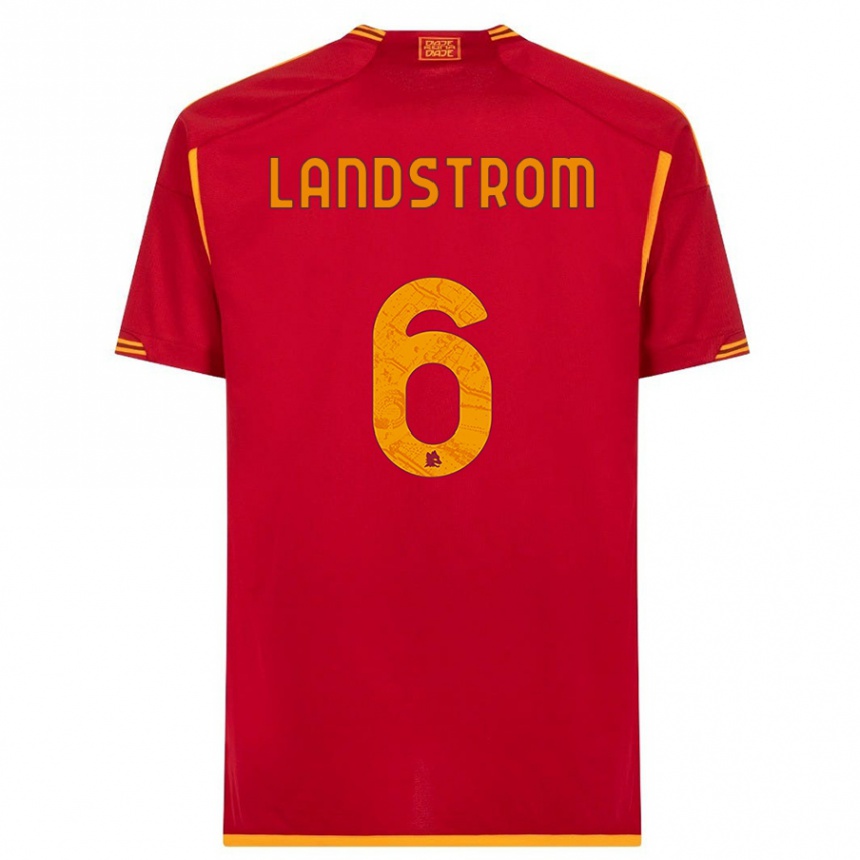 キッズフットボールエリン・ランドストレム#6赤ホームシャツ2023/24ジャージーユニフォーム