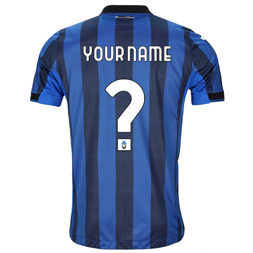 キッズフットボールあなたの名前#0ブラックブルーホームシャツ2023/24ジャージーユニフォーム