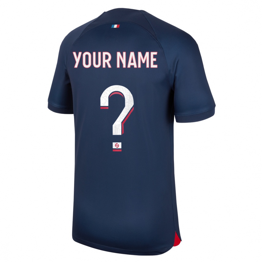 キッズフットボールあなたの名前#0青赤ホームシャツ2023/24ジャージーユニフォーム