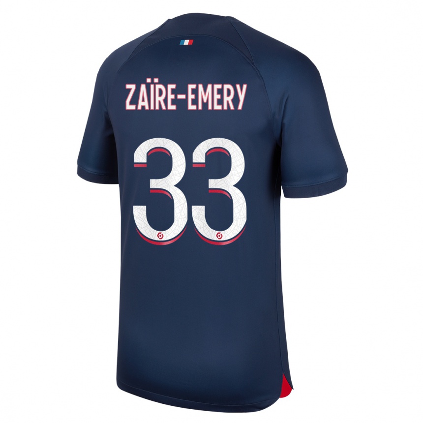 キッズフットボールウォーレン・ザイール・エメリ#33青赤ホームシャツ2023/24ジャージーユニフォーム