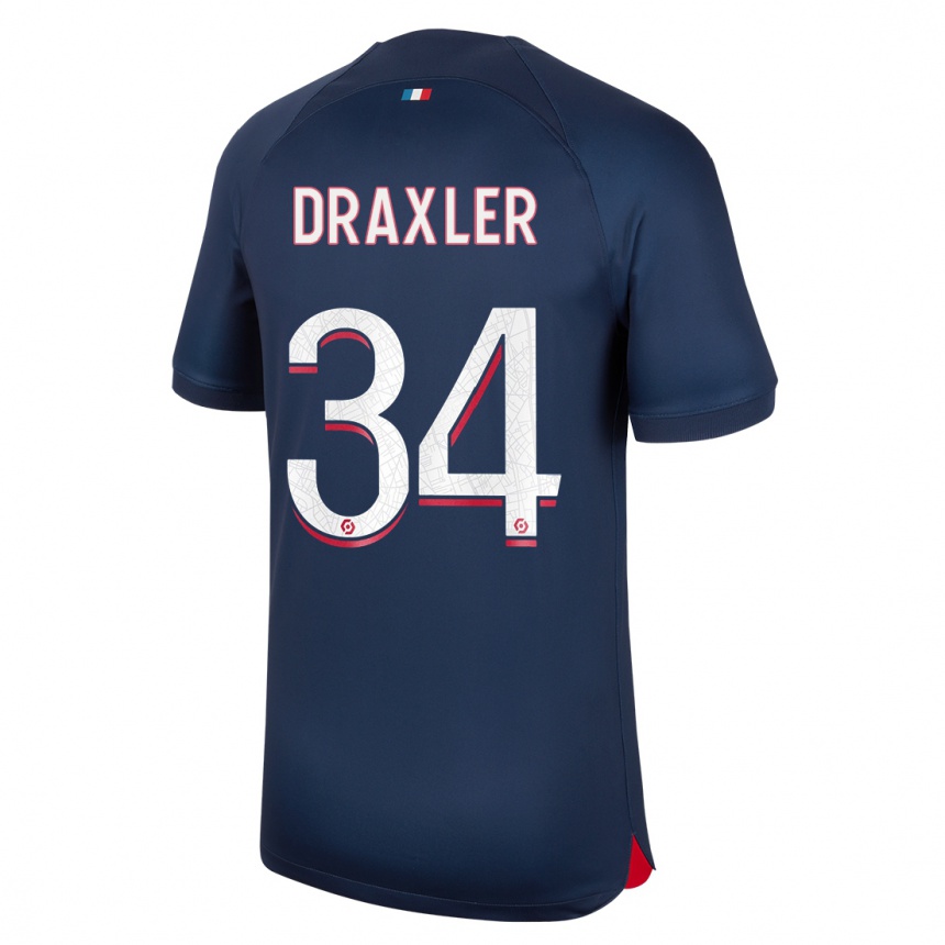 キッズフットボールユリアン・ドラクスラー#34青赤ホームシャツ2023/24ジャージーユニフォーム