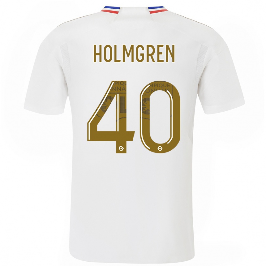 キッズフットボールエマ・ホルムグレーン#40白ホームシャツ2023/24ジャージーユニフォーム