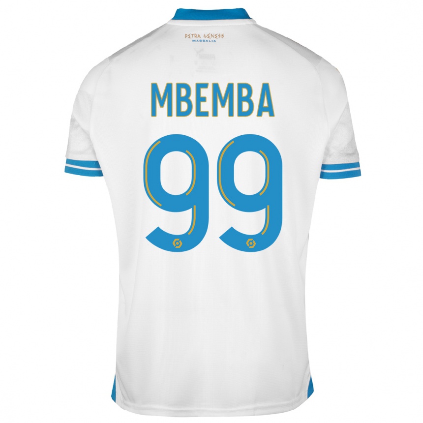 キッズフットボールシャンセル・ムベンバ#99白ホームシャツ2023/24ジャージーユニフォーム