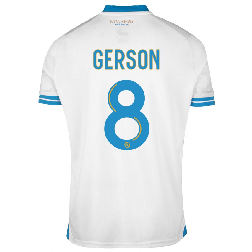 キッズフットボールゲルソン#8白ホームシャツ2023/24ジャージーユニフォーム