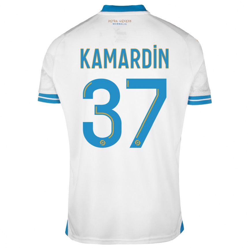 キッズフットボールアーロン・カマルダン#37白ホームシャツ2023/24ジャージーユニフォーム