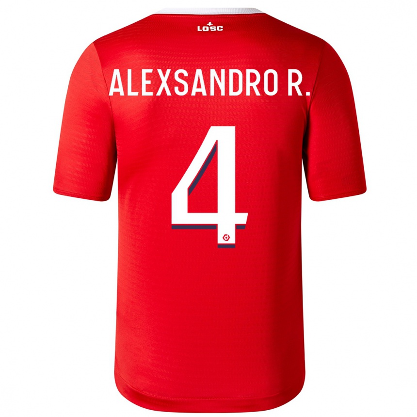 キッズフットボールアレックス・サンドロ#4赤ホームシャツ2023/24ジャージーユニフォーム