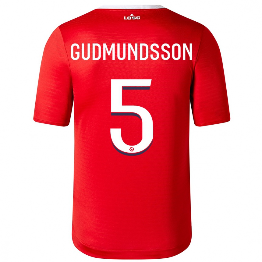 キッズフットボールガブリエル・グドムンドソン#5赤ホームシャツ2023/24ジャージーユニフォーム