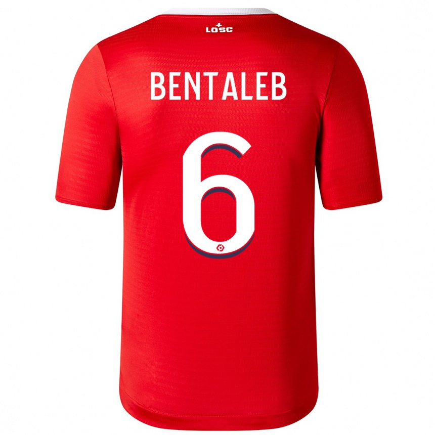 キッズフットボールナビル・ベンタレブ#6赤ホームシャツ2023/24ジャージーユニフォーム