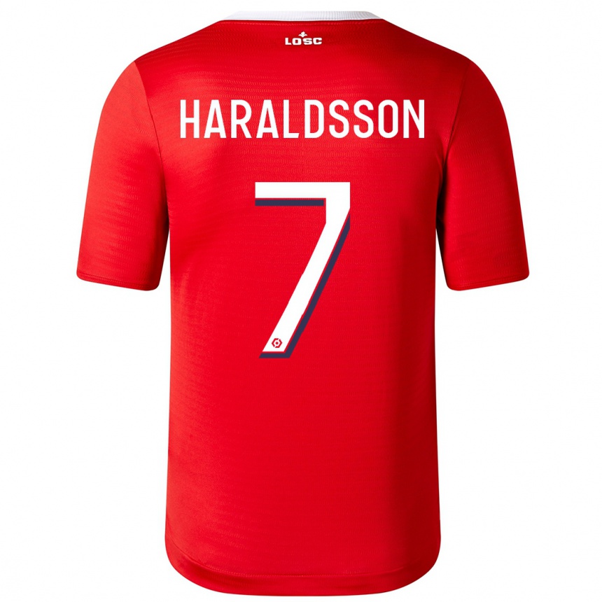 キッズフットボールハコン・アルナル・ハラルドソン#7赤ホームシャツ2023/24ジャージーユニフォーム