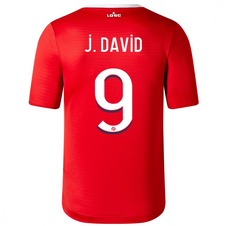 キッズフットボールジョナサン・デイヴィッド#9赤ホームシャツ2023/24ジャージーユニフォーム