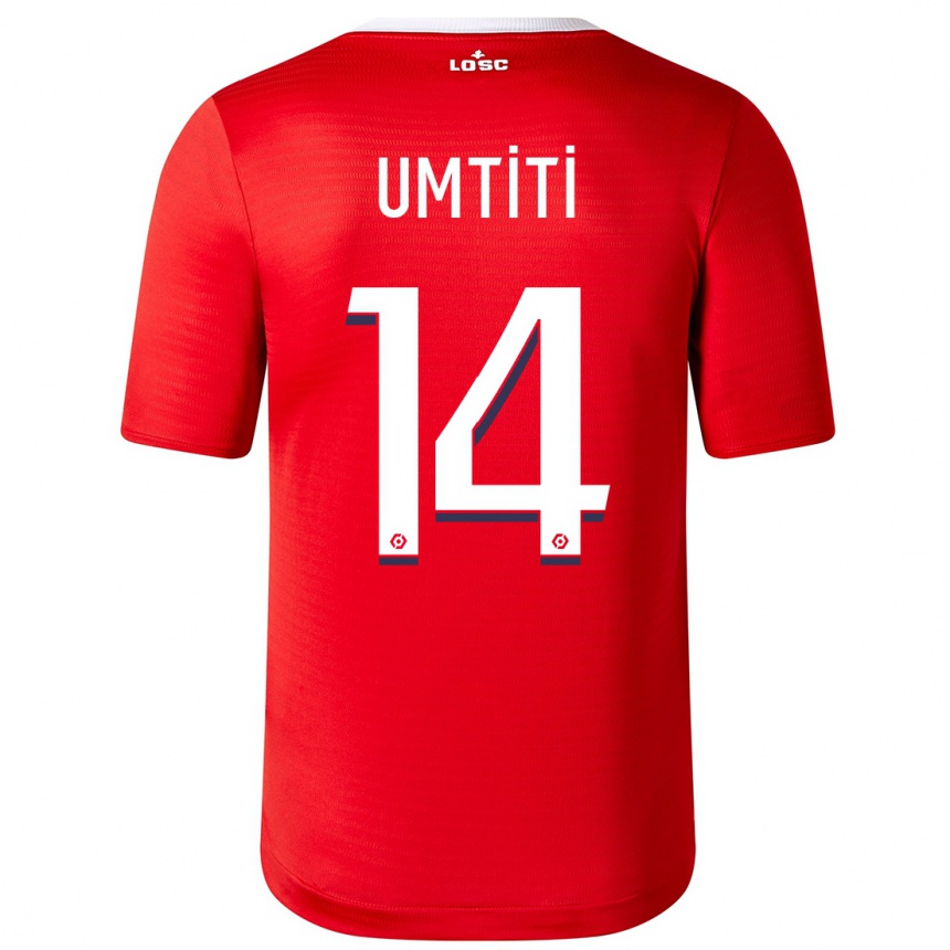 キッズフットボールサミュエル・ユムティティ#14赤ホームシャツ2023/24ジャージーユニフォーム