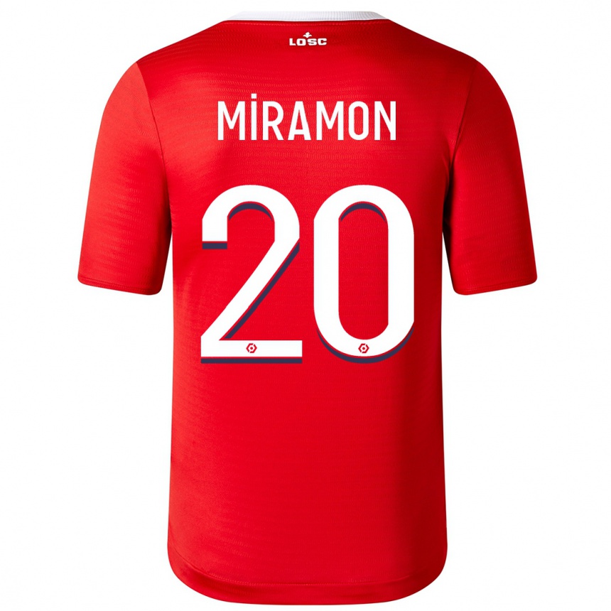 キッズフットボールイグナシオ・ミラモン#20赤ホームシャツ2023/24ジャージーユニフォーム
