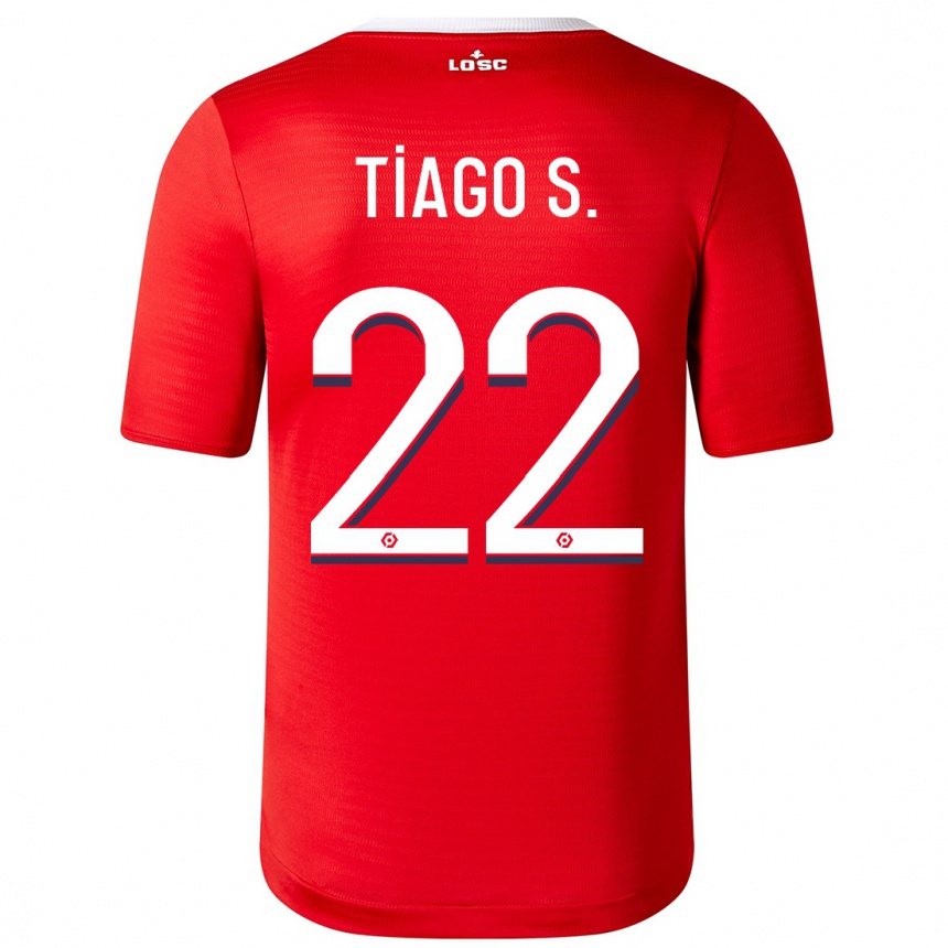 キッズフットボールティアゴ・サントス#22赤ホームシャツ2023/24ジャージーユニフォーム