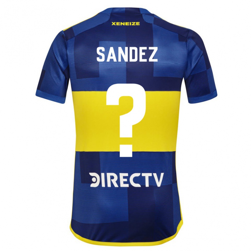 キッズフットボールアグスティン・サンデス#0濃い青 黄色ホームシャツ2023/24ジャージーユニフォーム