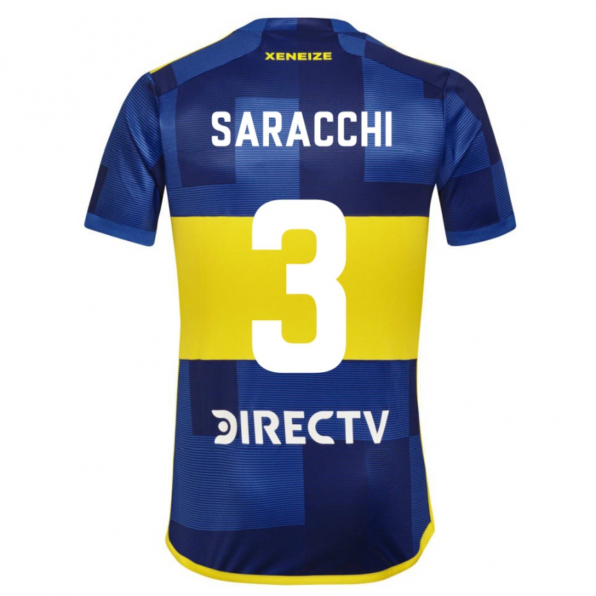 キッズフットボールマルセロ・サラッキ#3濃い青 黄色ホームシャツ2023/24ジャージーユニフォーム