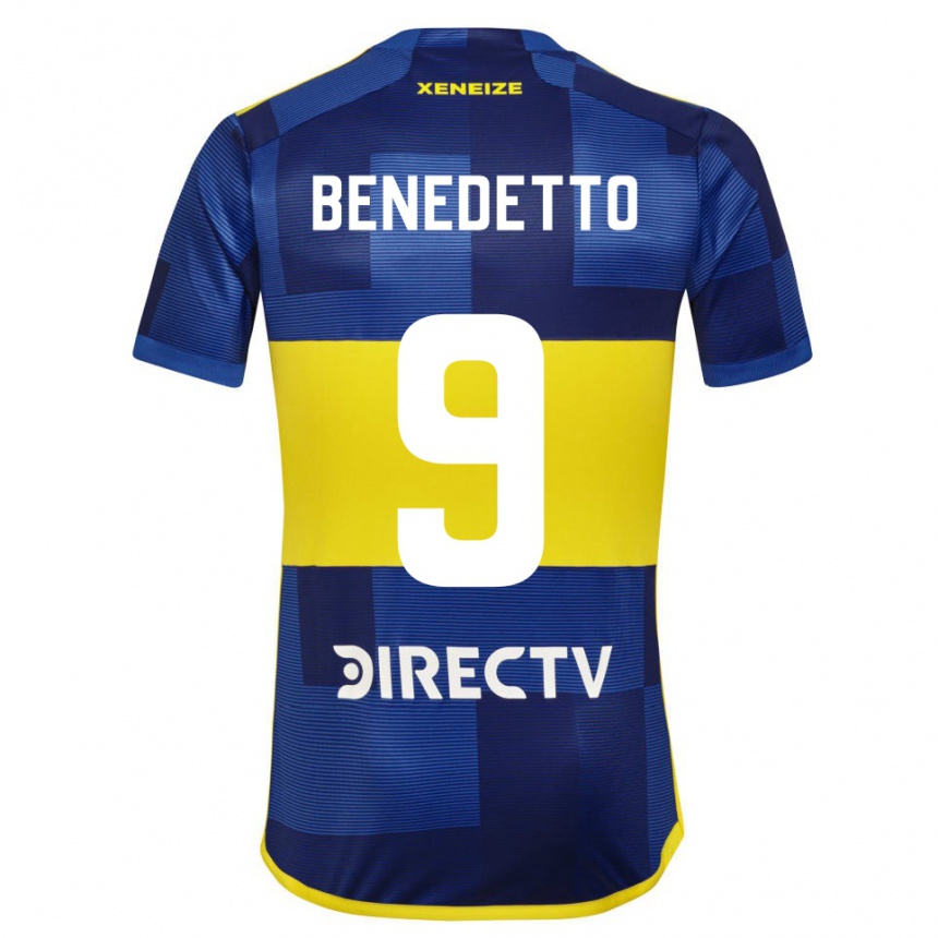 キッズフットボールダリオ・ベネデット#9濃い青 黄色ホームシャツ2023/24ジャージーユニフォーム