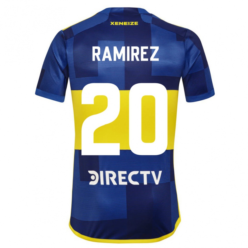 キッズフットボールフアン・エドガルド・ラミレス#20濃い青 黄色ホームシャツ2023/24ジャージーユニフォーム